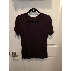 Apt. 9 Burgundy Medium Top V Neck With GOLD fleck Short Sleeve